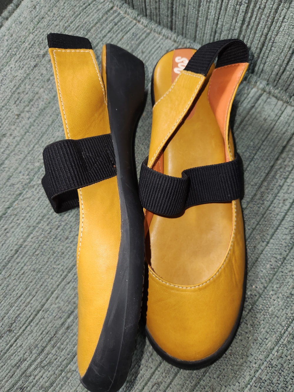 Women's Mustard Yellow Slingback Clog with Black Elastic Strap